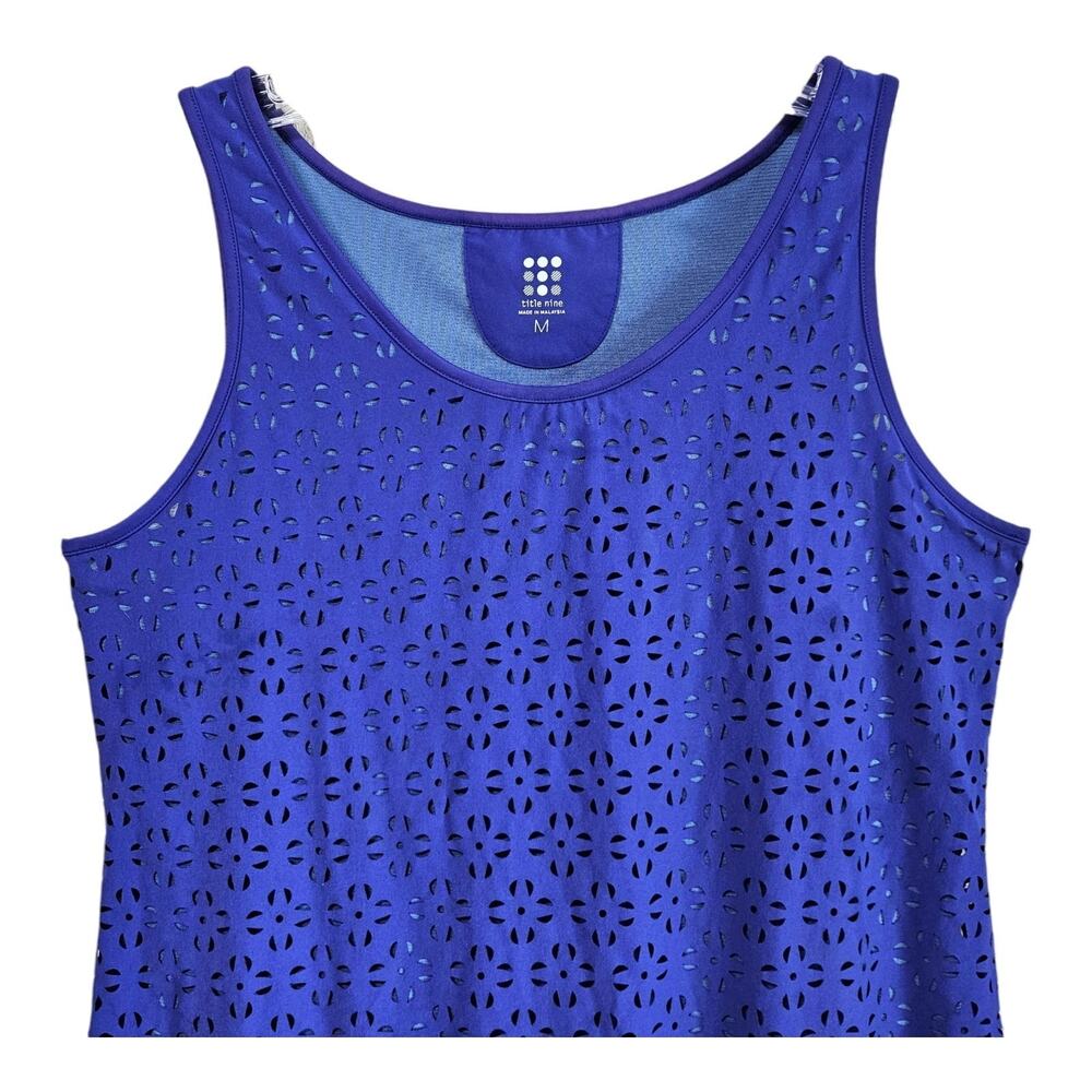 TITLE NINE Women's M Tank Dress Laser Cut Geometric Purple Lined Activewear - Picture 2 of 8